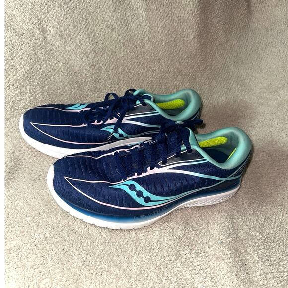 Saucony Kinvara 9 Women’s Running Shoes Navy Aqua Pink Size 12 - Picture 1 of 6